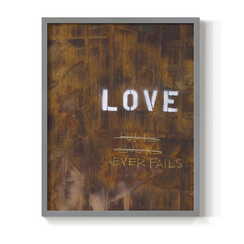 Love Never Fails I Framed Print - Solid Wood, Gray, 30" H x 24" W