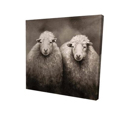 Sheep sépia - Art mural sur toile rustique pour la décoration intérieure