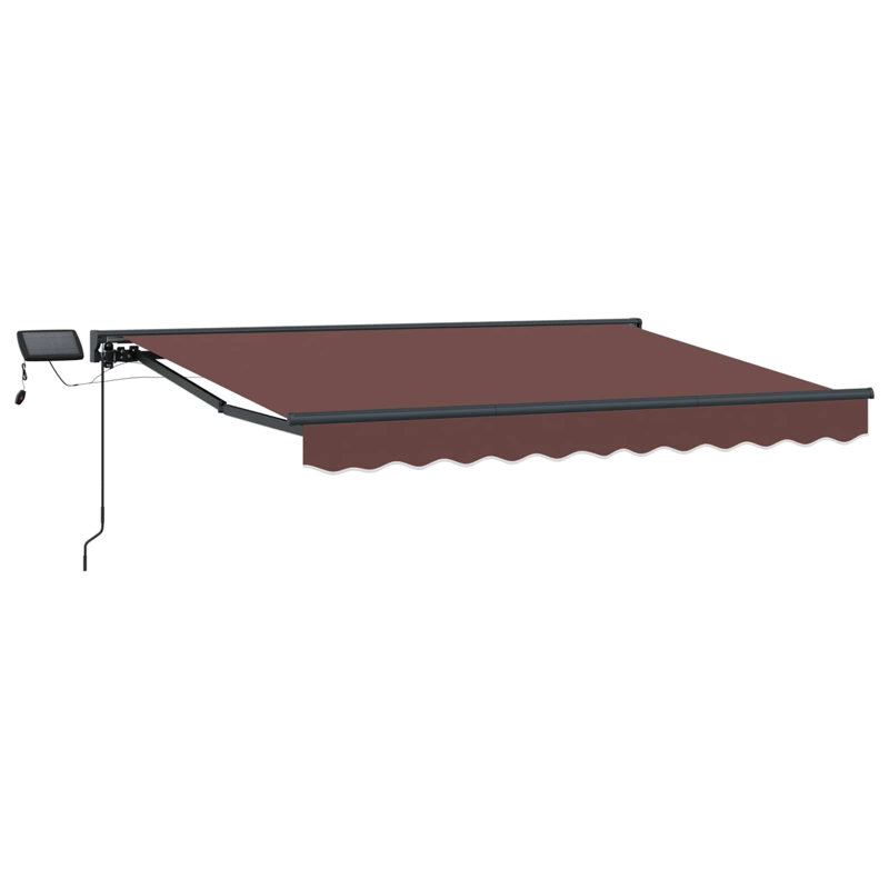 VidaXL Polyester Cover Retractable Patio Awning, Brown/Black, 250cm W x 200cm D