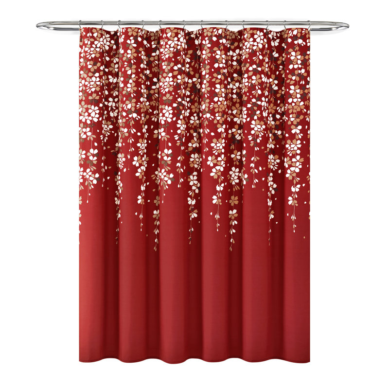 Anatoli Polyester Shower Curtain, Red