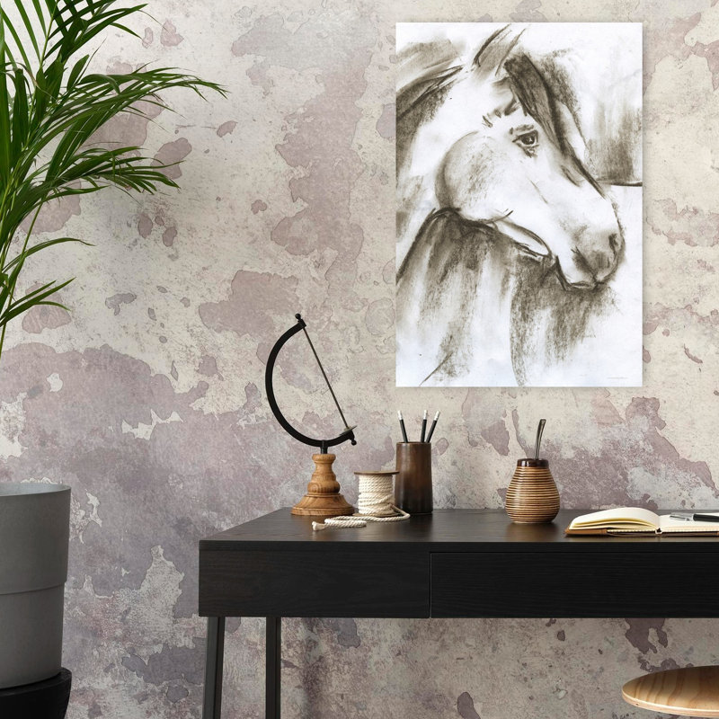 Grand cheval rouge abstrait, art contemporain, H 24 po x l 16 po