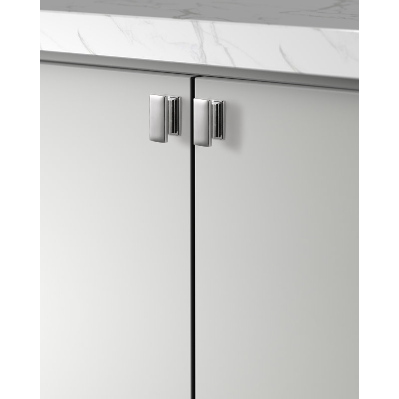 Ensemble de 5 poignées d'armoire rectangulaires modernes en chrome poli Hexa Series (paquet de 5), Plaqué chrome