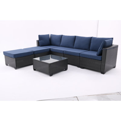106.3'' Wide Reversible Steel Patio Sectional with Cushions