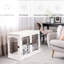 Mobilier pour petit chenil, deux portes verrouillables, décoration mignonne pour chiot d'intérieur, meubles chiot blanc, bout de cage, verrouillable, 2 côtés d'ouverture,