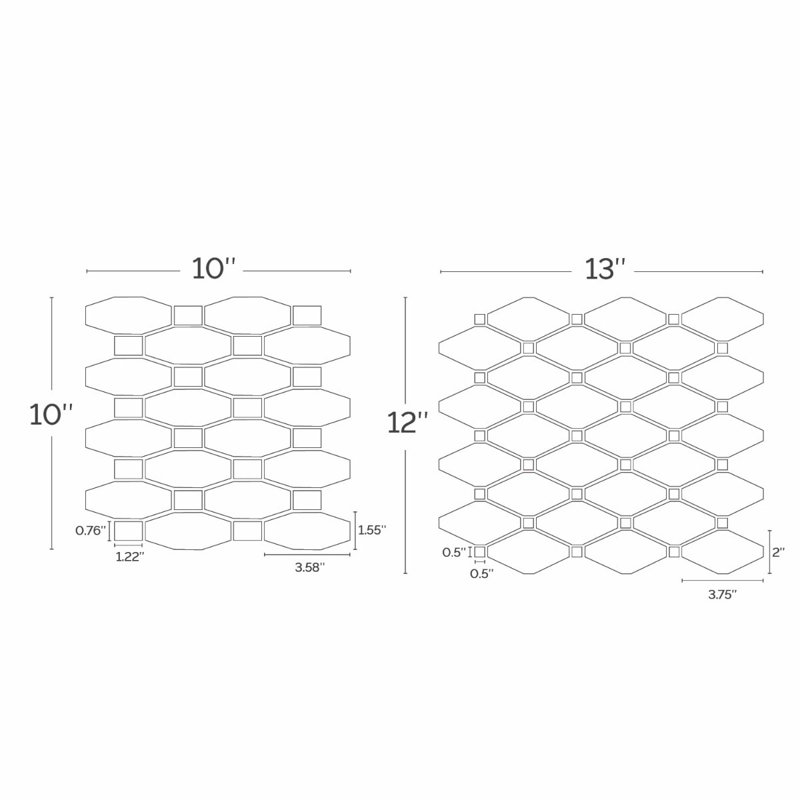 Octave 11.87 In. X 13 In. Polished Marble Mosaic Tile (1.07 Sqft/ Sheet), Light Brown;Dark Emperador