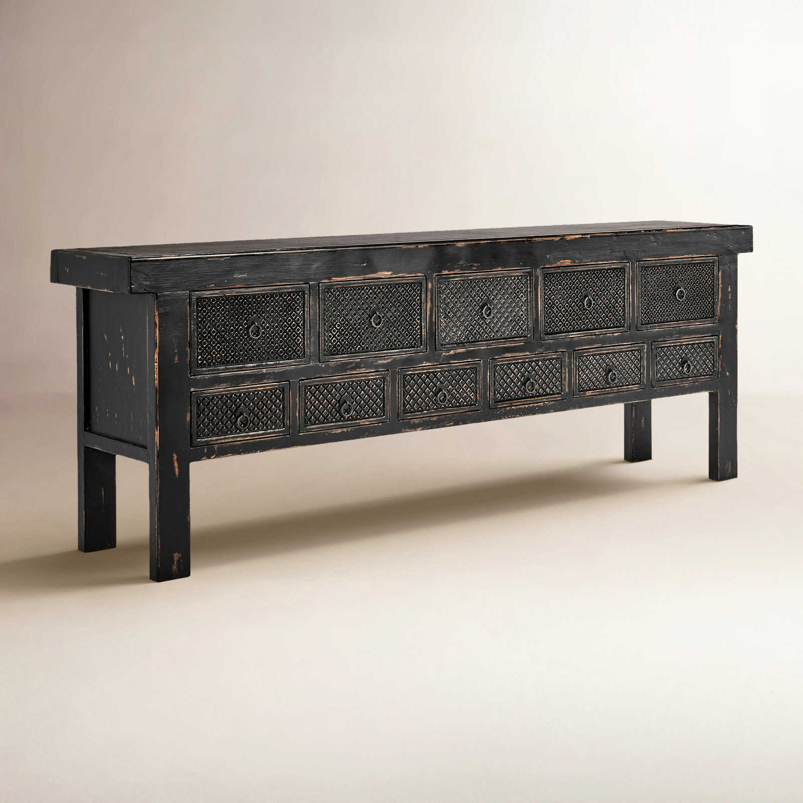 Lahey 93'' Solid Wood Console Table, Black
