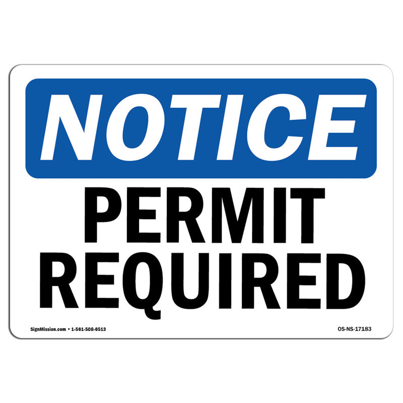 Permis requis en aluminium 12 x 18