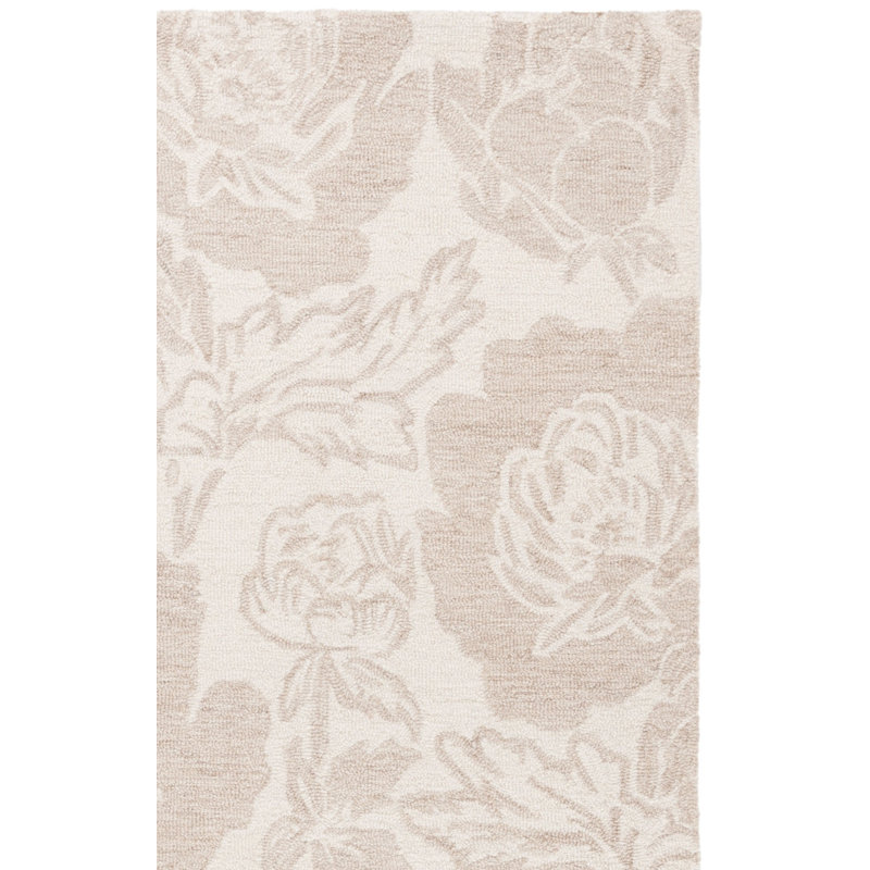 Allyssah Hand Tufted Wool/Cotton Floral Rug in Ivory/Beige, Rectangle 8' x 10'