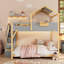 Lit superposé double au dessus d'un lit double avec escalier et lumières à DEL 3 couleurs, gris-1411962857