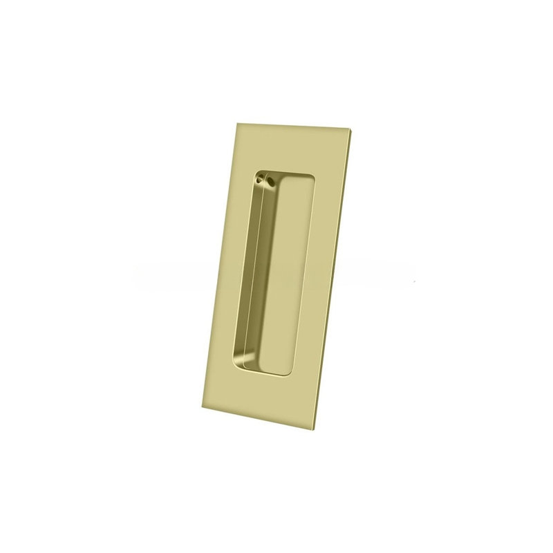Deltana FP40U3-UNL Flush Pull, Rectangular, HD, 4" x 1-7/8" x 7/16", Solid Brass in Unlacquered Brass, Unlacquered Brass