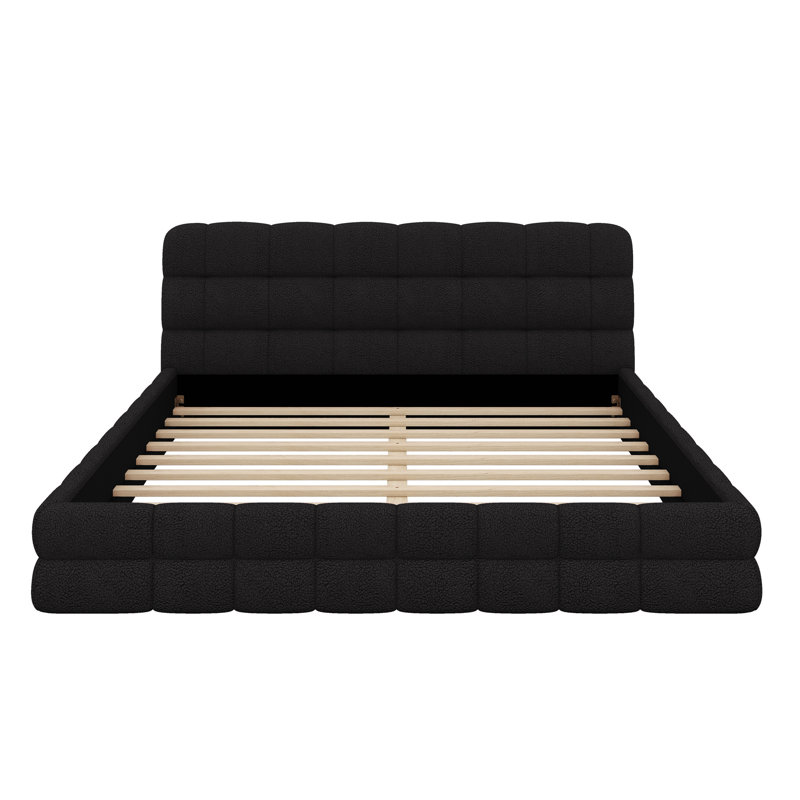 Lit plateforme en tissu d'ameublement, Noir