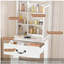 Modern Mini Dressing Table with LED-lit Mirror & Hidden Storage,Includes Padded Stool,Adjustable Brightness Vanity Desk,Multi-tier Dust-proof Shelves,White