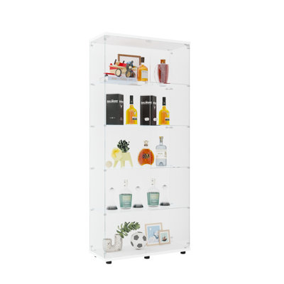 Vitrine à deux portes avec 5 tablettes, blanc