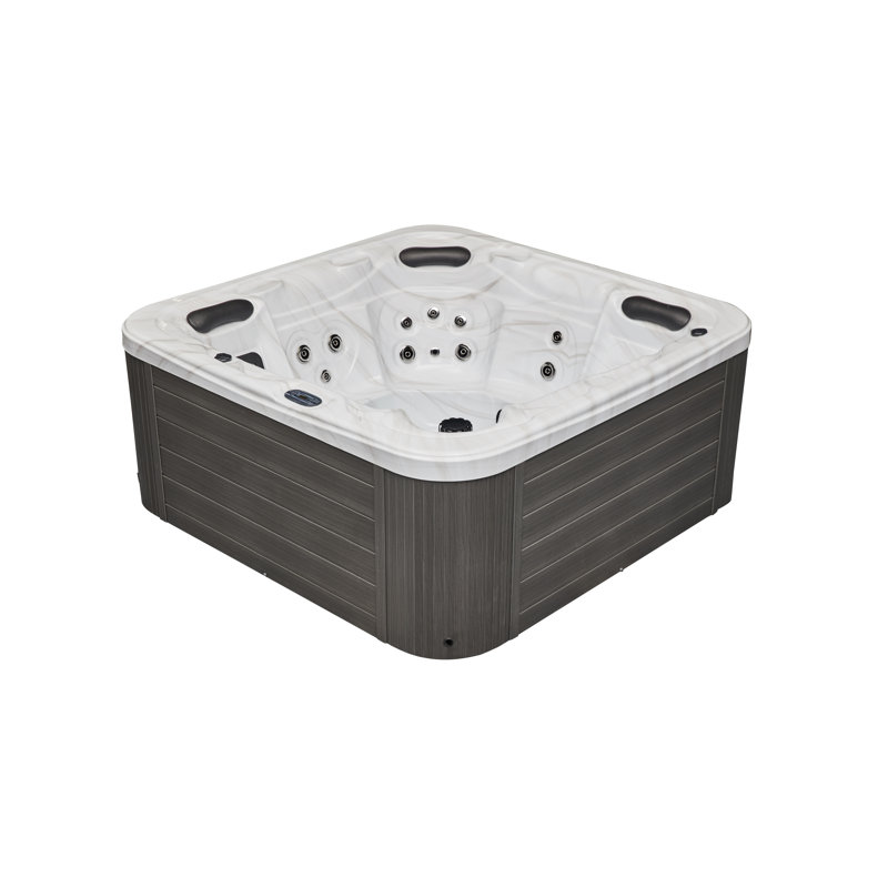 Gray and White 5-Person Luxury Hot Tub with Jets and Ozonator