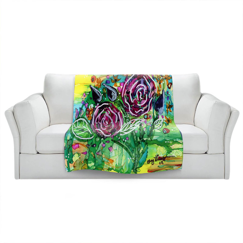  Jeté Bouquet de roses, l 51 po x L 60 po