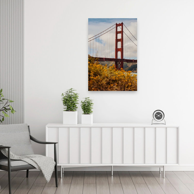 San Francisco Golden Gate Bridge Abstract Contemporary Architecture City Wall Art Print by Del Mundo Imagery - Wrapped Canvas Print