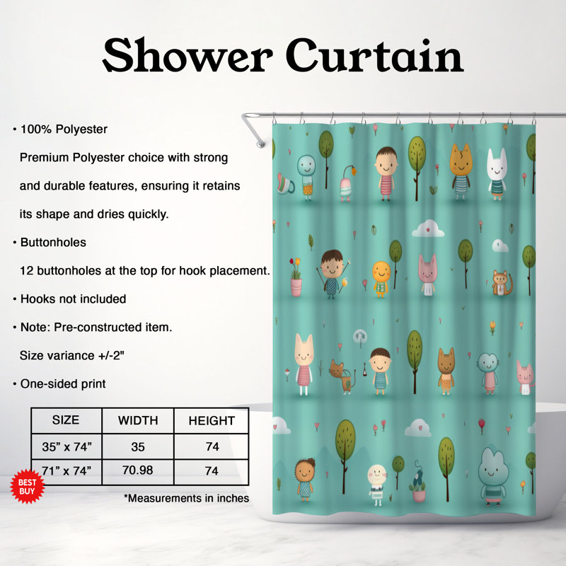 Rideau de douche Lived Pals - Premium, H 74 po x l 71 po
