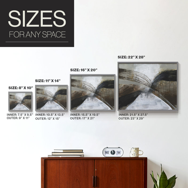 Clouded Vortex I -Framed Print - Restickable, 22" H x 28" W, Grey