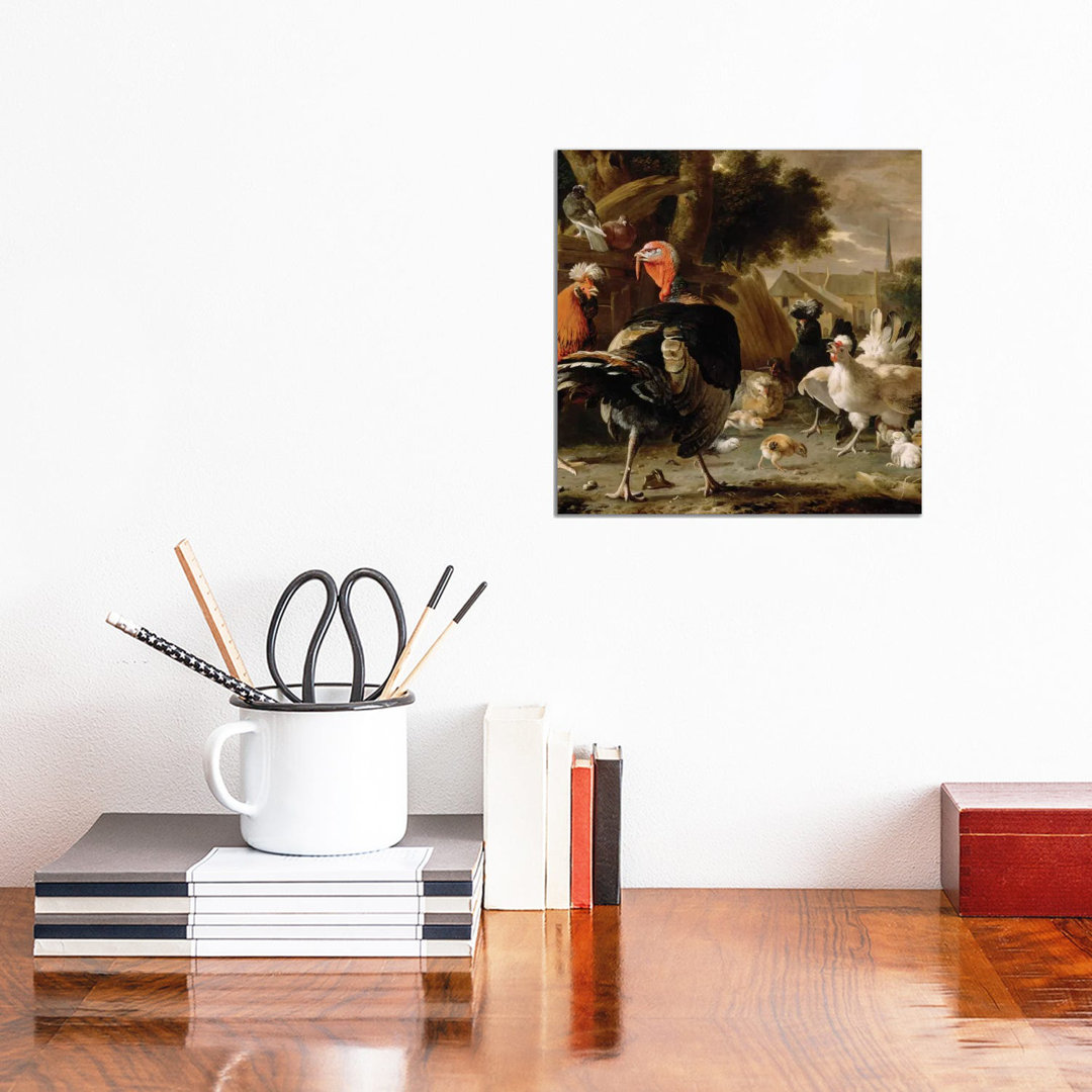 Poultry Yard, C by Melchior De Hondecoeter - Wrapped Canvas Painting