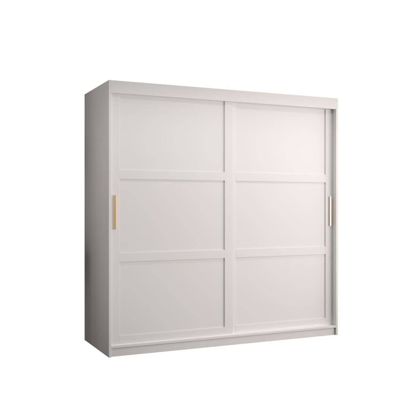 Arroe 2 Door Manufactured Wood Wardrobe, 200cm H x 180cm W x 62cm D, White