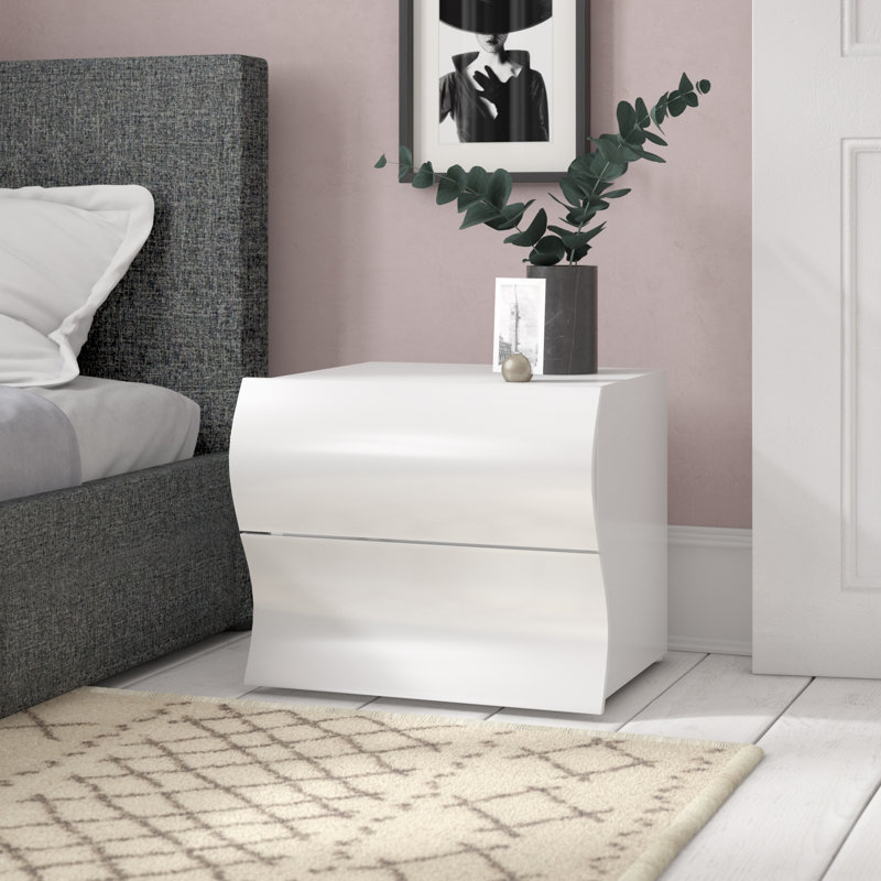 Colbie 127cm W Particle Board / Chipboard Bedside Table, White