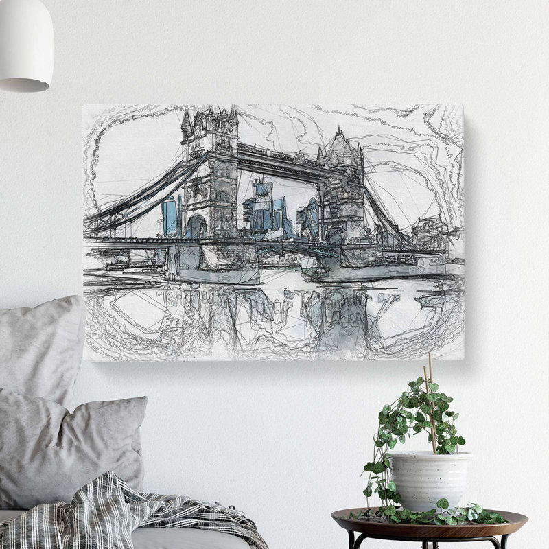 London Bridge in Abstract - Wrapped Canvas, 60cm H x 91cm W x 3cm D