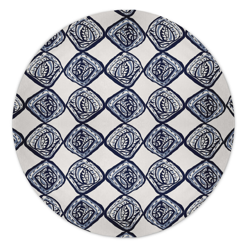 Safari Chenille Geometric Indoor Rug, Round 5'