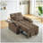 Coffee Single Sleeper Sofa Bed with 6-Position Adjustable Backrest, USB Ports, Cup Holder & Swivel Side Table