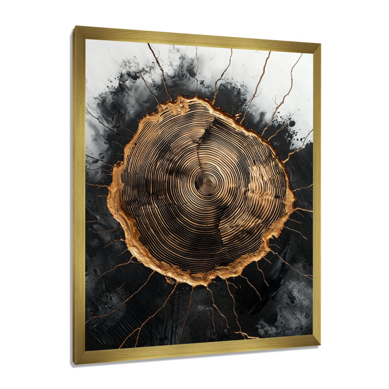 Gibora - Paysages, art mural, salon, H 40 po x l 30 po, Impression de cadre photo, Doré