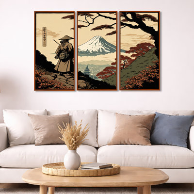 Samurai In Japon I - Ensemble d'art mural sur toile traditionnel