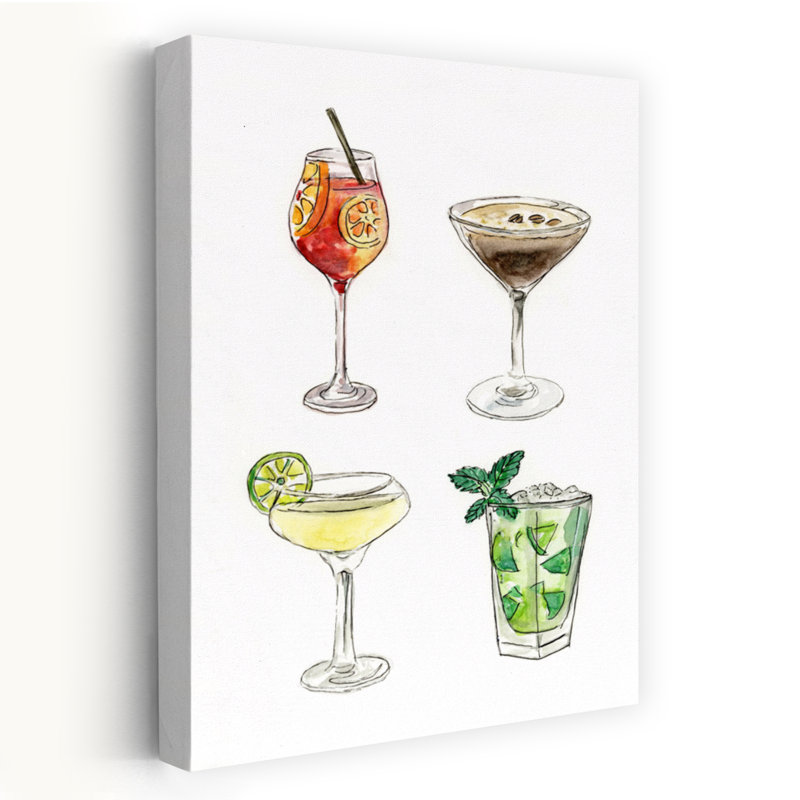 Affiche murale d'été aux fruits, cocktails classiques et contemporains, 24" H x 16" W