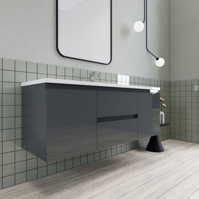 Meuble-lavabo de salle de bain flottant 60 po Alcester Ivy Bronx