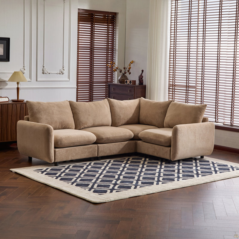 Canapé modulaire en L 4 pièces, H 34 po x l 99,5 po x P 69 po