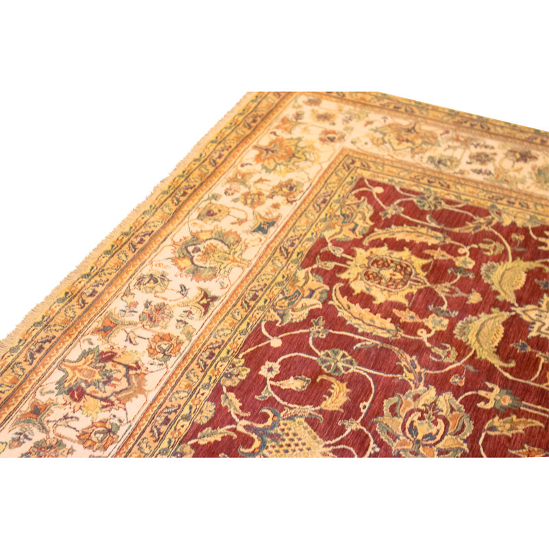 High-Quality Hand-Knotted Red And Cream Area Rug