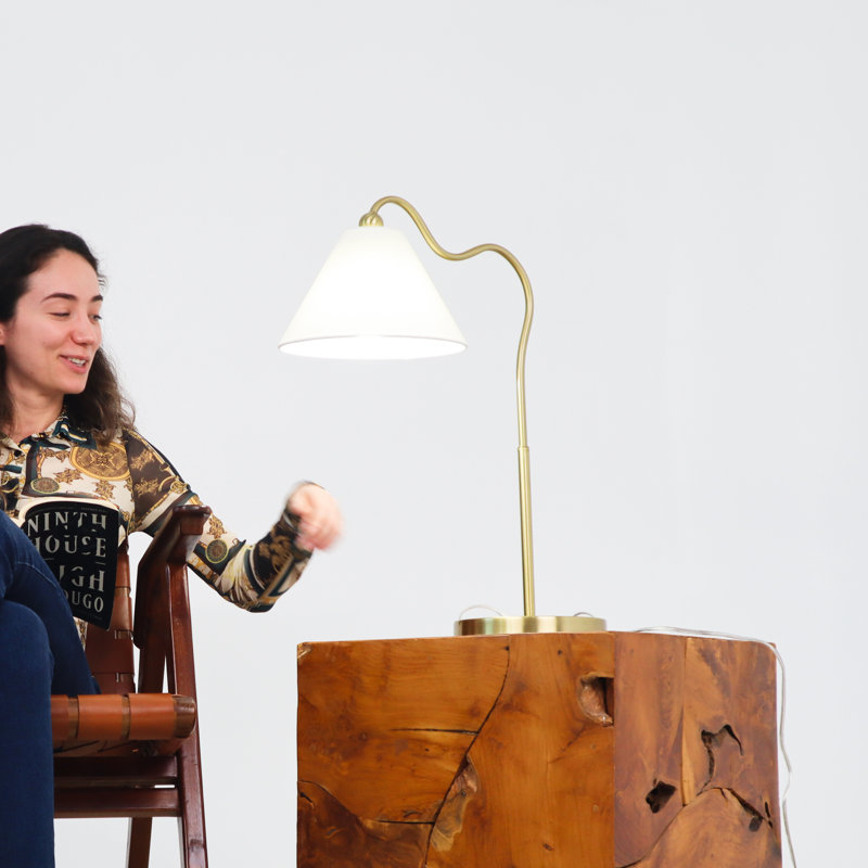 Bonnay Table Lamp with Gold Brass Curved Base
