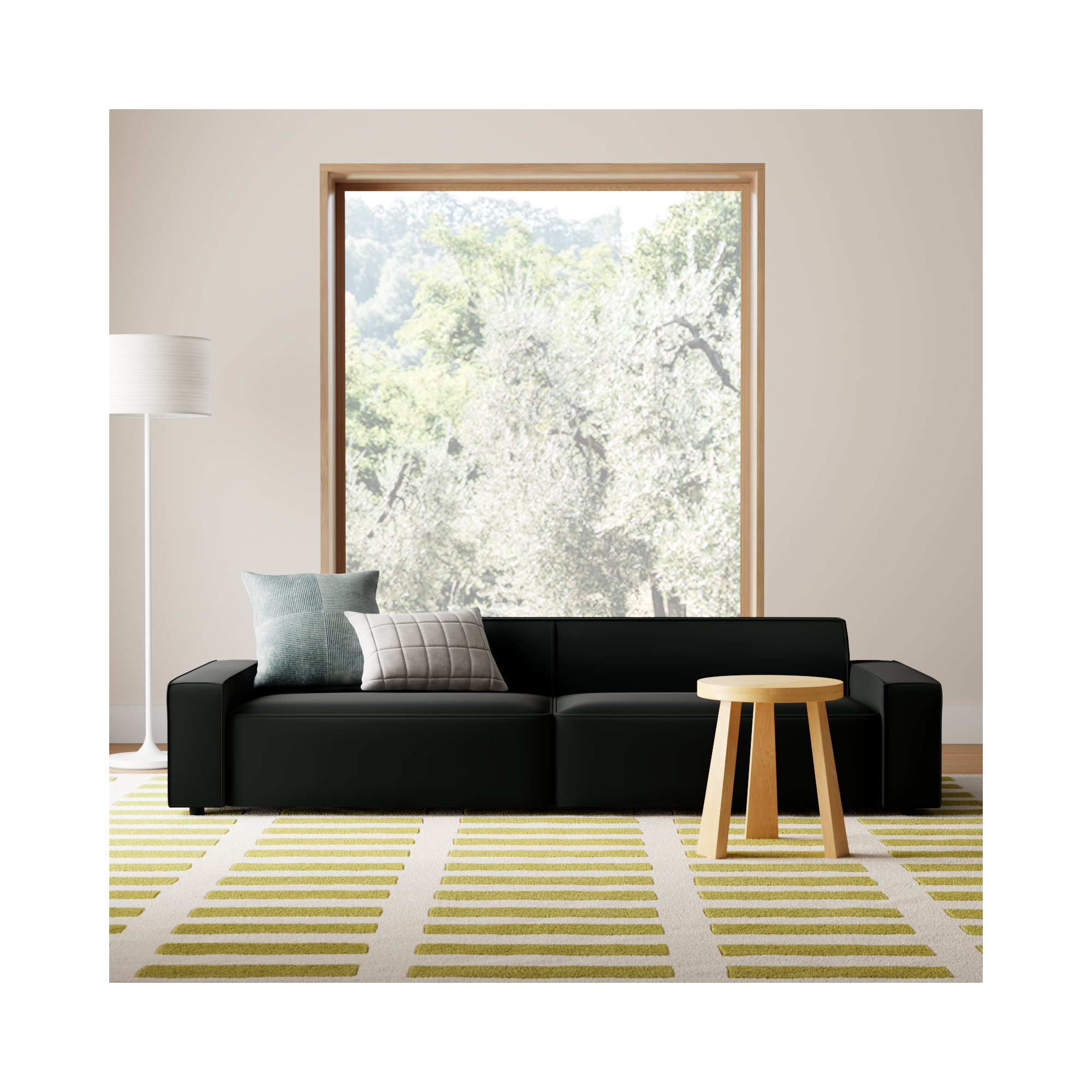 Amada 97" Upholstered Sofa, Black Velvet
