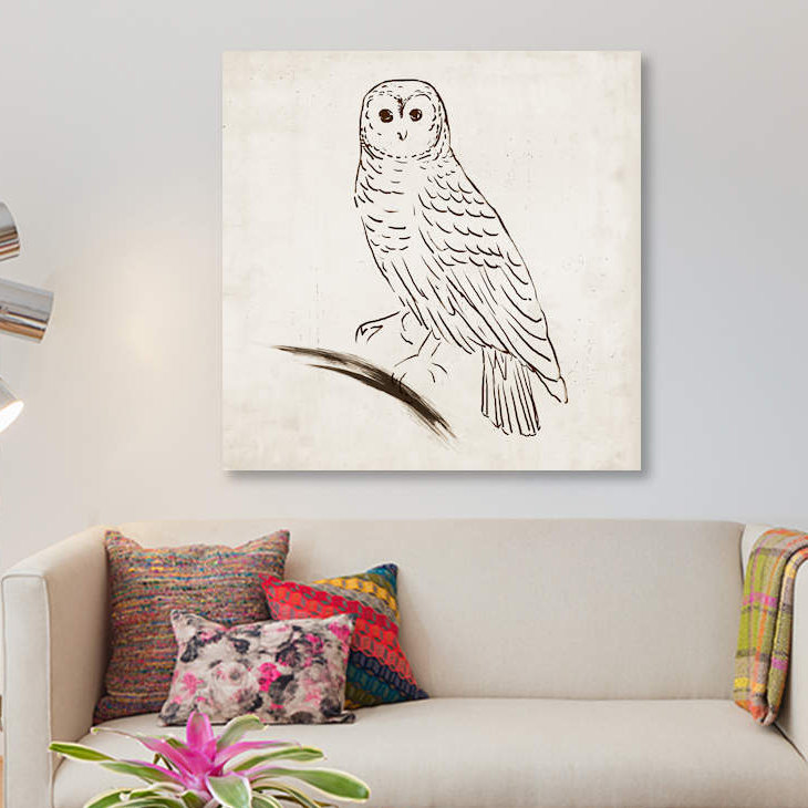 «Owl I», reproduction sur toile, H 12 po x l 12 po x P 0,75 po, Toile tendue, Pas de tapis