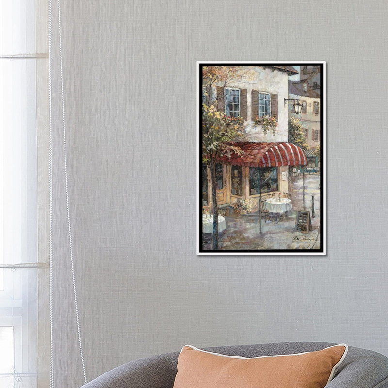 «Coffee House Ambiance» par Ruane Manning - reproduction d'art, H 26 po x l 18 po x P 1,5 po, Toile blanche encadrée
