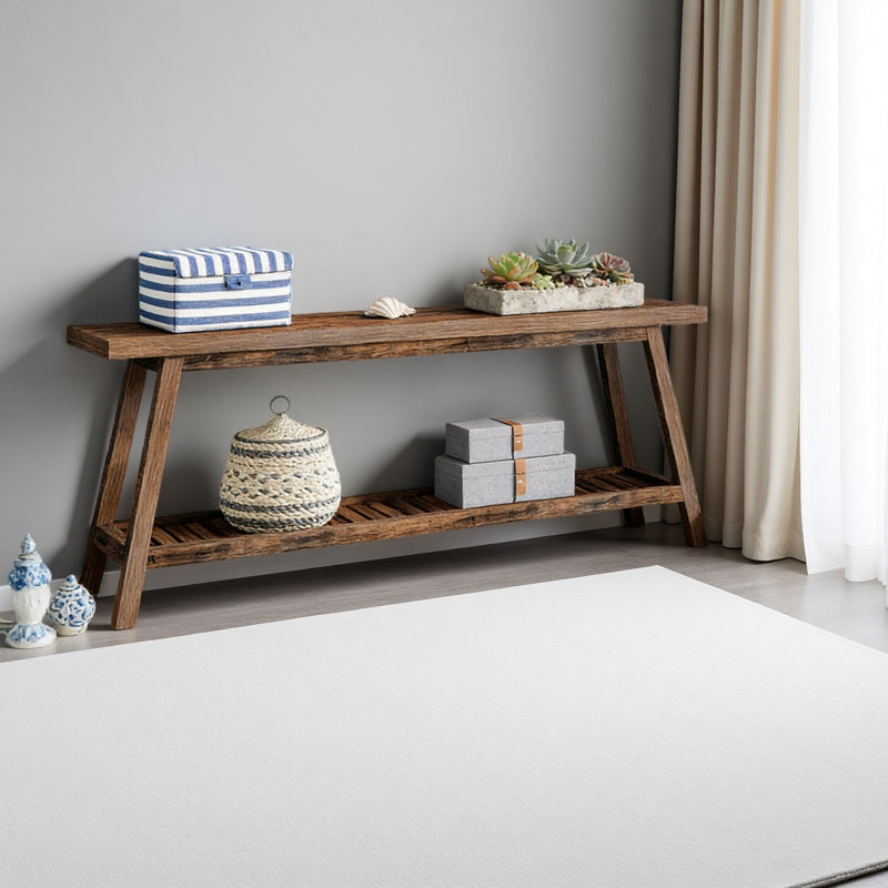 2-Tier Sofa Table,Console Table,Extra-Long Entryway Table, Brown
