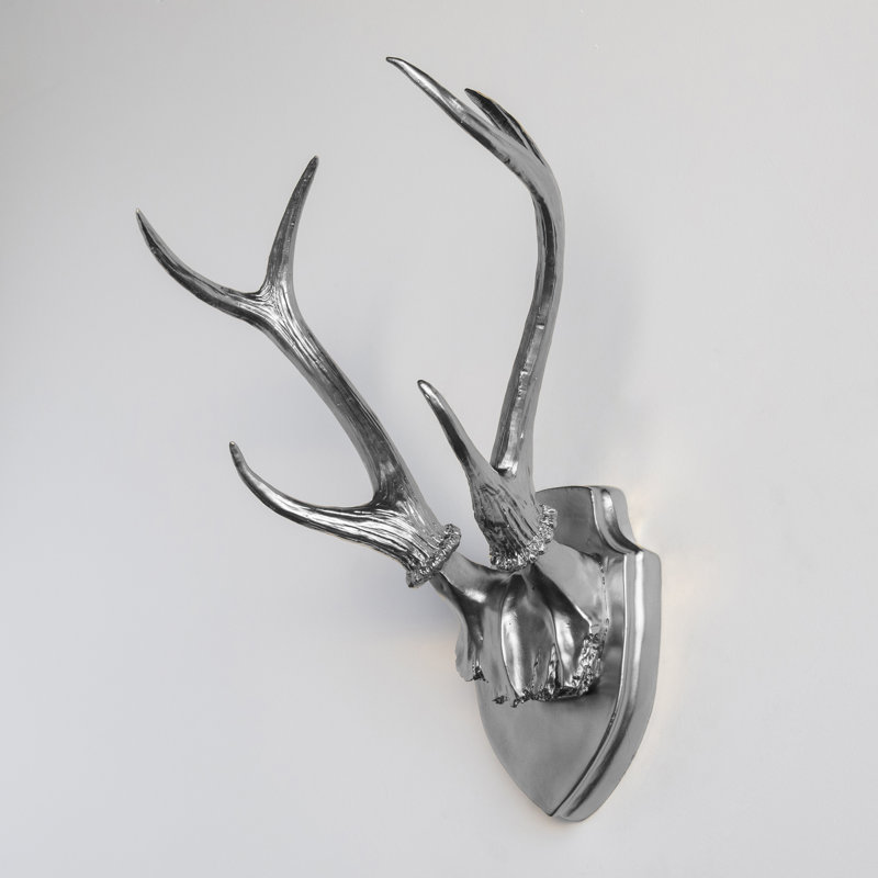 Décoration murale faux bois de cerf naturalisés, Argent