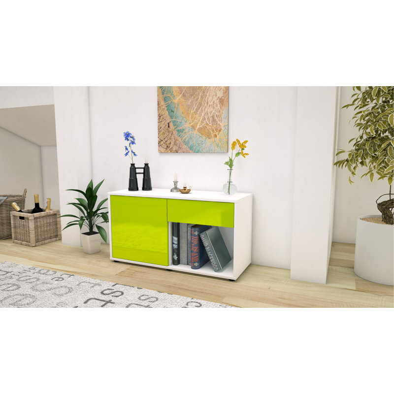 Keyon 92cm W 1 - Drawer Chest of Drawers, High-gloss Green / Matte White