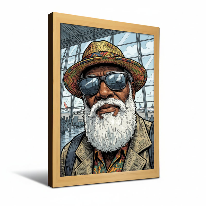 Chapeau de mode coloré avec lunettes de soleil sur fond de barbe blanche, Toile tendue, Ne s’applique pas, H 20 po x l 30 po