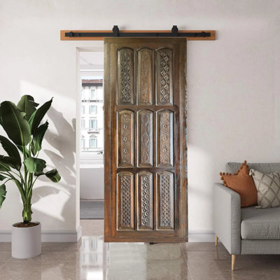 Porte de grange coulissante en bois foncé personnalisée de style campagne rétro (103 x 44)