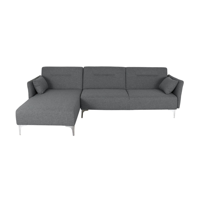 Millicent Upholstered L-Shaped Sectional, Gray, Left Hand Facing