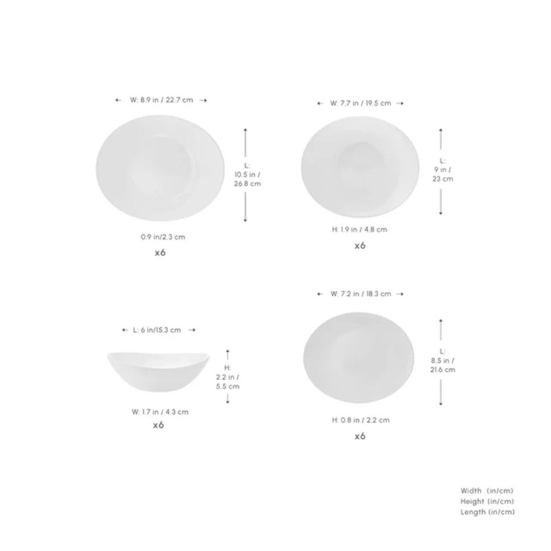 Glass Dinnerware Set 24 Piece - Service for 6
