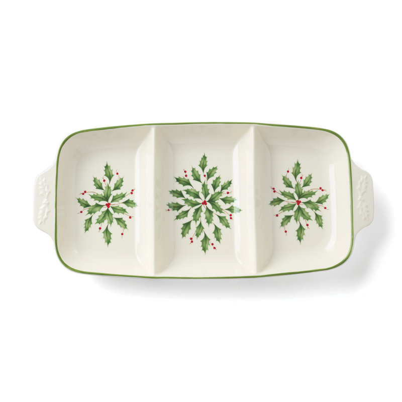 Lenox Holiday Carved Divided Dish