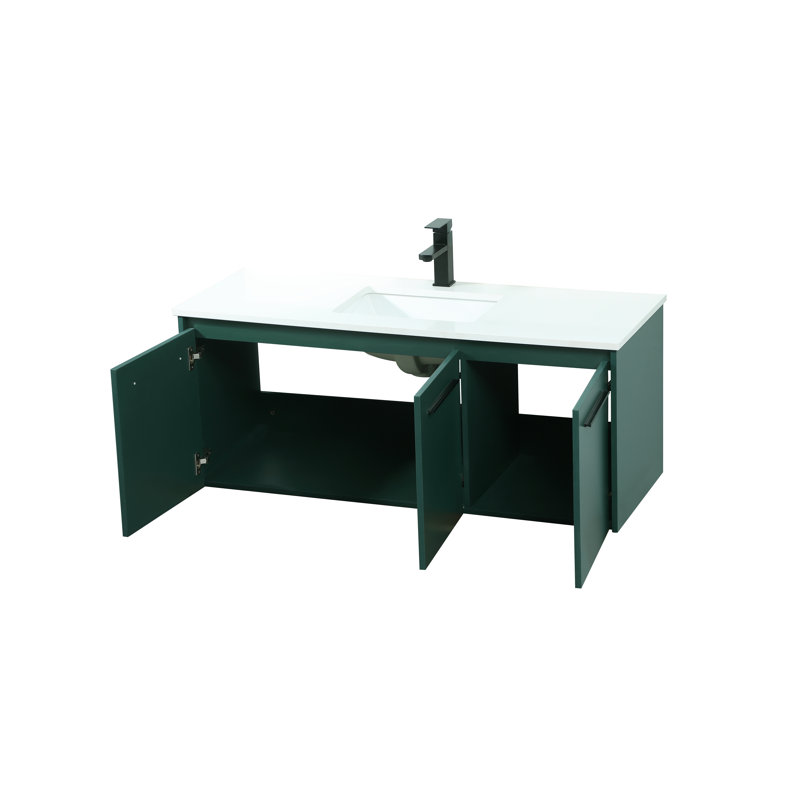 Penn 48'' Single Bathroom Vanity with Engineered Marble Top, Green