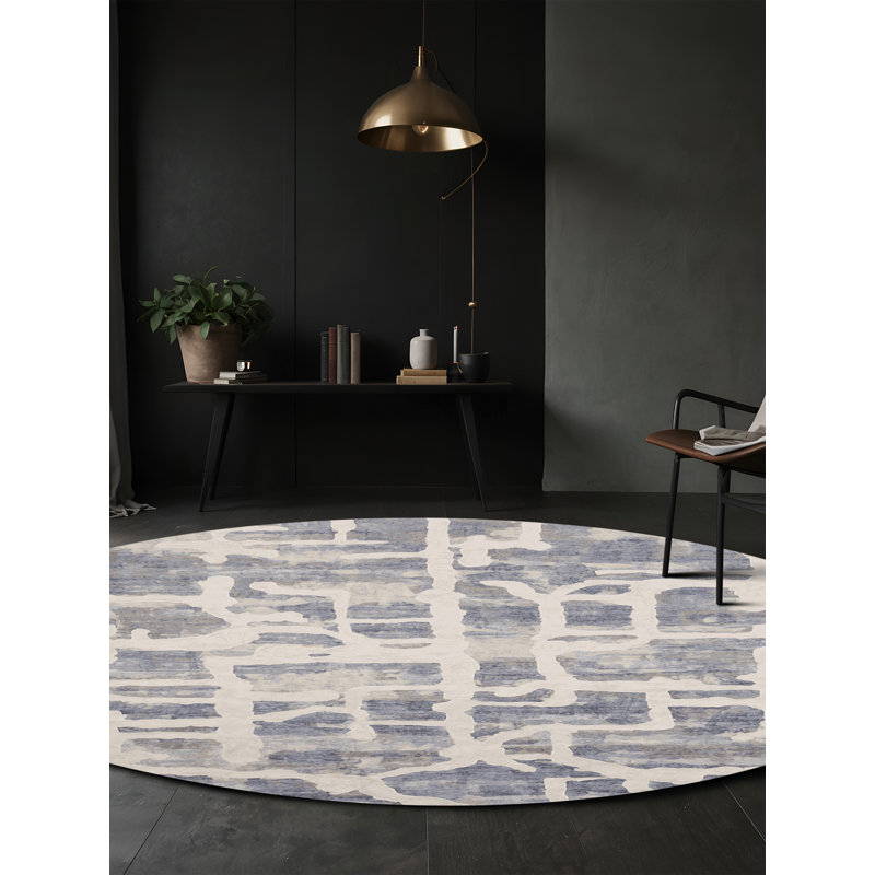 Machine Washable Beige Area Rug, Round 6'