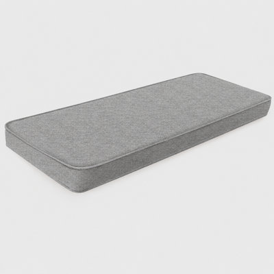 3 Inch Thick 22 Inch Wide Custom Length Indoor Outdoor Bench Cushion with Waterproof Chenille Cover, 75D High Resilience Foam, Gray Non-Slip Bottom, and Double Piping