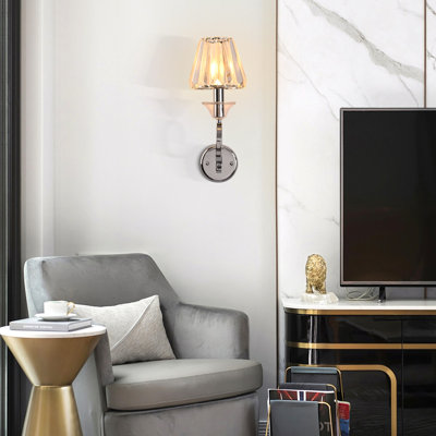 9.6" Modern 1-Light Crystal Wall Sconce for Bedroom, Living Room, Entryway
